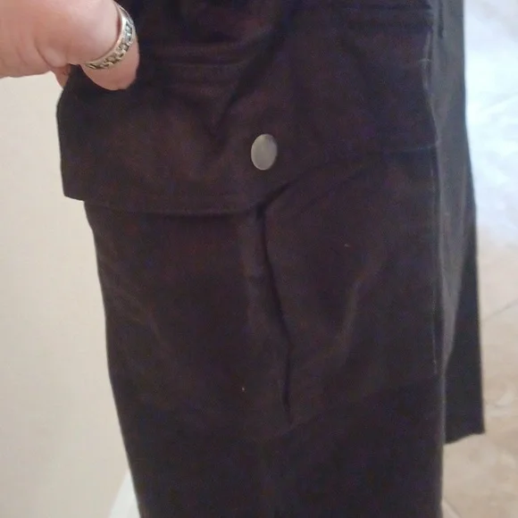 DOLLSKILL 1X DELIAS BLACK MAXI CARGO SKIRT SLITS ON SIDES DRAWSTRING POCKETS - Picture 10 of 10